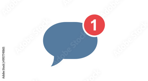 Blue speech bubble with notification.