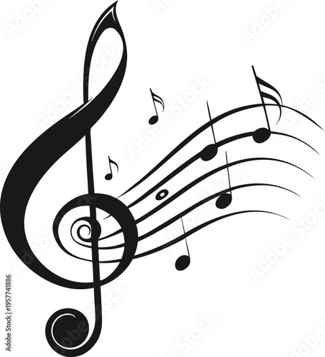 Black eighth note musical notation with smaller notes on staff