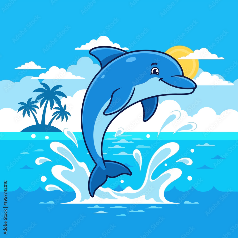 Obraz premium Dolphin jumping out of water.