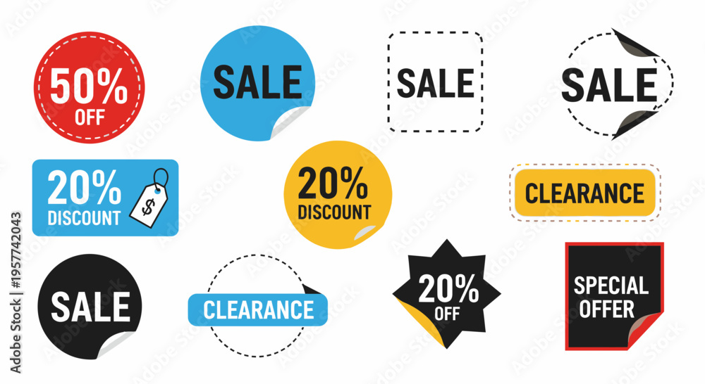 Obraz premium Sale discount labels and stickers set.