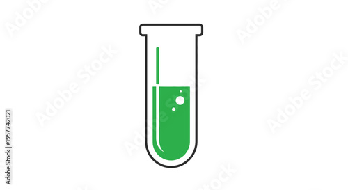 Green liquid in a test tube.