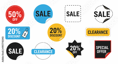 Sale discount labels and stickers set.