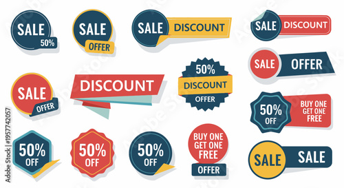 Sale discount offer stickers labels.