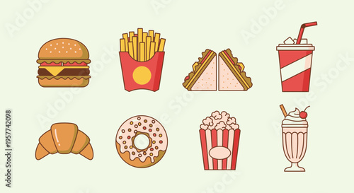 Variety of fast food and snacks.
