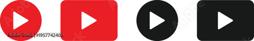 Play button icons in red and black on white background Free Download Play button icons in red and black on white background - GFXLoad