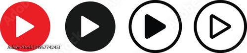 Play button icons in red black and white