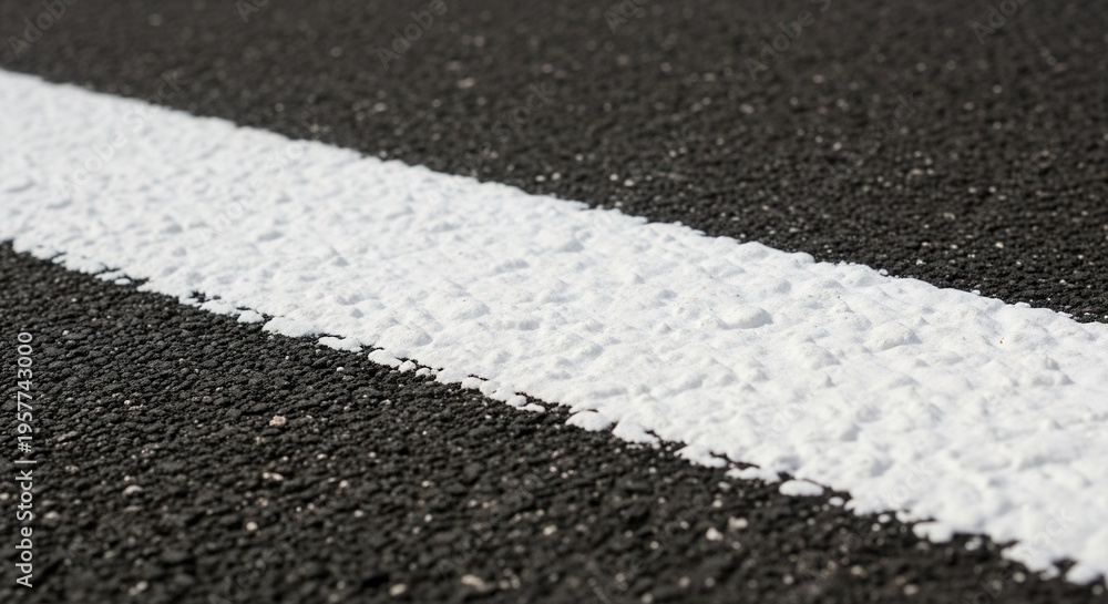 Fototapeta premium Freshly Paved Asphalt Road With A Bold White Line Texture Detail