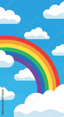 Rainbow in the cloudy sky.