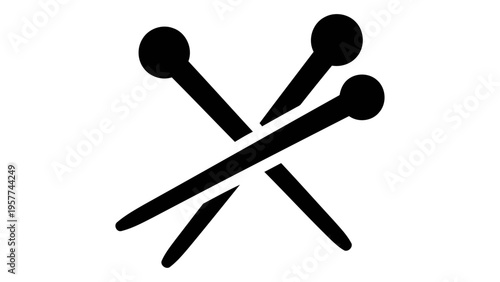 Knitting needle set icon isolated on white background