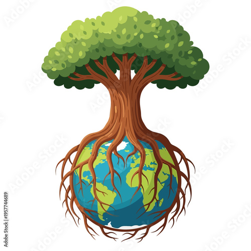 Earth Tree Roots Globe Planet.