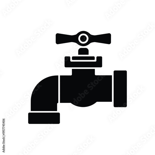 Simple black silhouette of an outdoor water faucet or tap