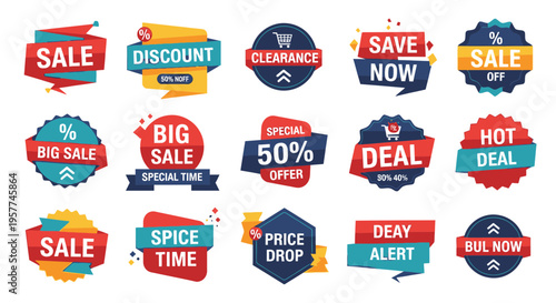 Sale discount badges and stickers.