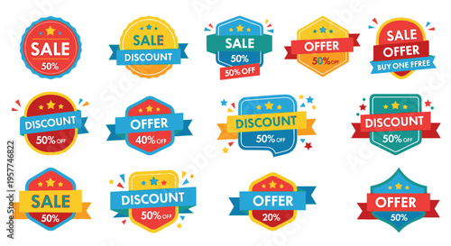 Colorful sale discount offer stickers 1.