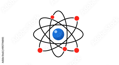 Detailed illustration of an atom structure.