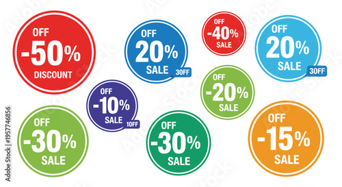 Discount sale percentage labels.