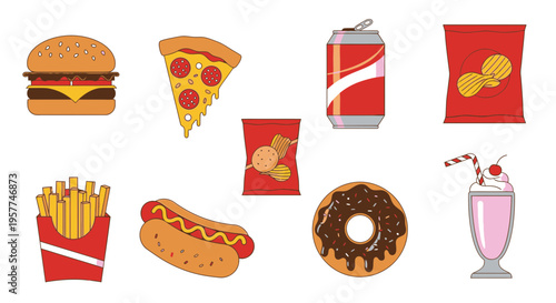 Fast food and snacks variety pack.