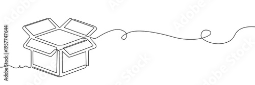 Foto Continuous one line box package icon delivery gift storage cardboard