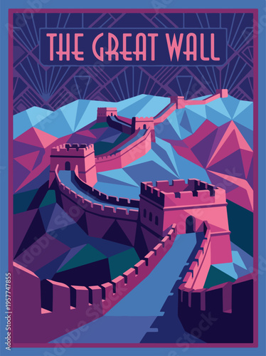 Great Wall poster with title text and mountain background