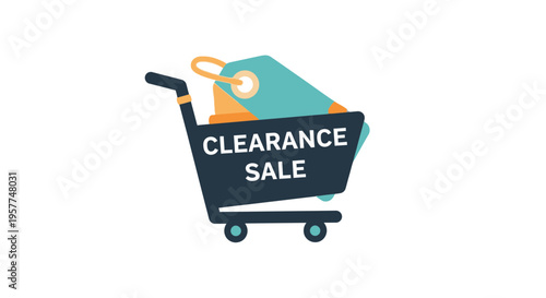Shopping cart with clearance sale.