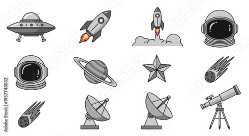 Space objects and astronomy equipment 1.