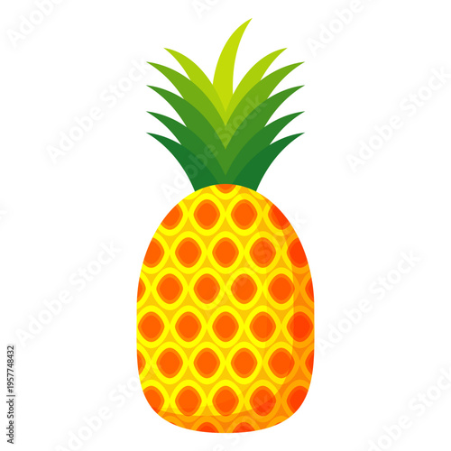 Fresh pineapple fruit illustration, summer pineapple fruit theme. Summer design for holiday promotion and printed on clothing.	
