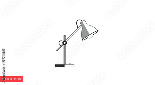 Desk lamp with adjustable arm standing.