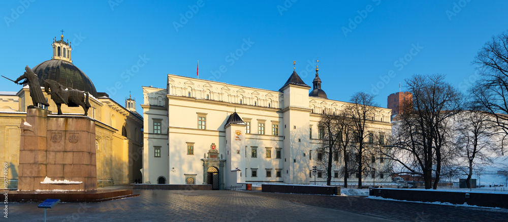 Obraz premium Palace of Grand Dukes of Lithuania on Cathedral Square in Vilnius, capital city of Lithuania