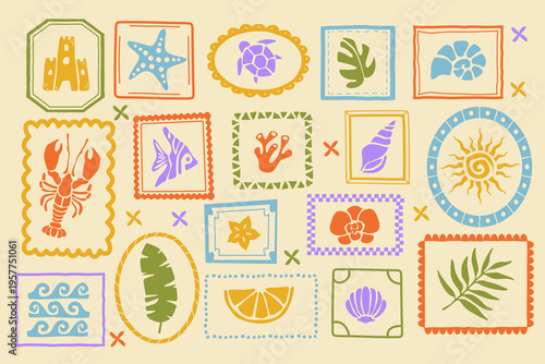 Sea Stamp Collection Coastal Collage