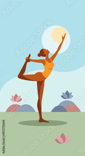 Woman Doing Yoga Outdoors.