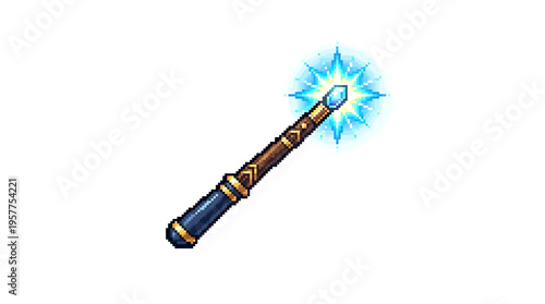 Magical glowing wand with a bright starburst emanating from the tip, representing fantasy and enchantment