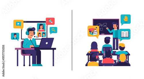 Dynamic Learning Environments Contrasting Online Virtual Education with Traditional In-Person Classroom Teaching Methods