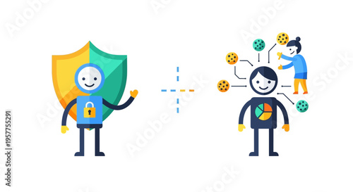 Data Protection Concept Shielded Person Transmitting Information to Connected Network of People