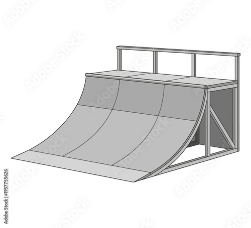An empty skate ramp isolated on a neutral background, ready for action