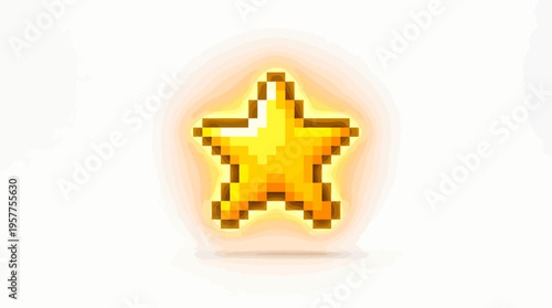 Golden Pixelated Star Icon Glowing with a Subtle Aura, Representing Achievement and Success