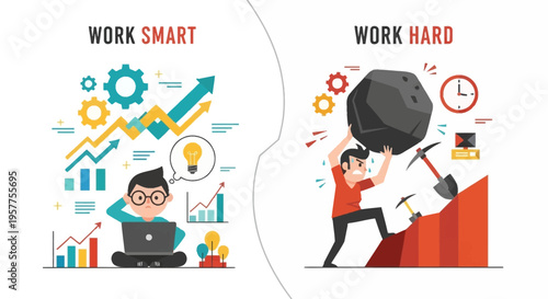 Work Smart vs Work Hard A Visual Comparison of Efficiency and Effort in Business