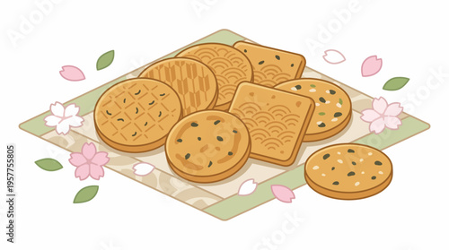 Assorted Baked Snack Food Cookies. Vector Illustrations. EPS Editable