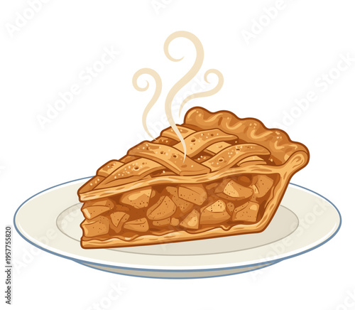 A slice of delicious apple pie served on a plate, a delightful dessert. 