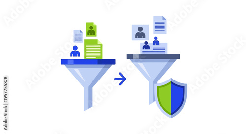 Business data protection security funnel. Vector Illustrations. EPS Editable