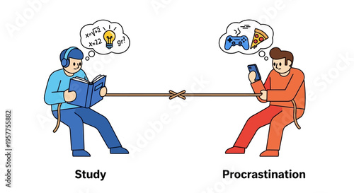 Struggle Between Studying and Procrastination A Visual Representation of Modern Challenges