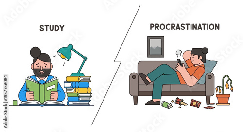 Study vs Procrastination The Daily Struggle of Students and the Temptation of Distractions