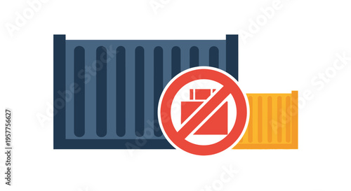 No photography allowed shipping container sign. Vector Illustrations. EPS Editable