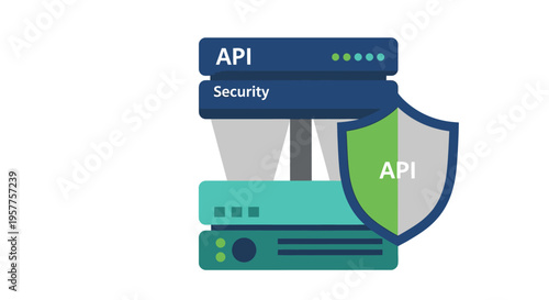 API Security Shield Protection Concept. Vector Illustrations. EPS Editable