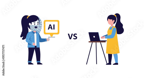 AI vs Human Brain - A Visual Representation of Artificial Intelligence and Human Intelligence Comparison