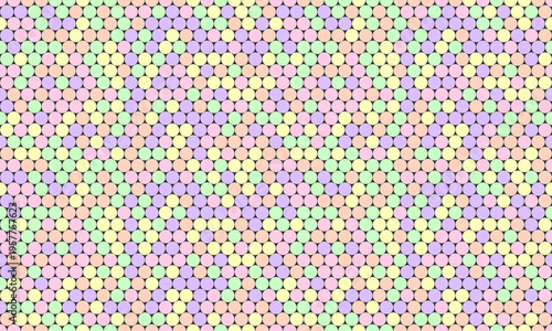 Pastelcolored circle pattern, perfect for backgrounds, textiles, or website design.  Subtle yet visually engaging, this repeating design offers a calming and aesthetically pleasing aesthetic.