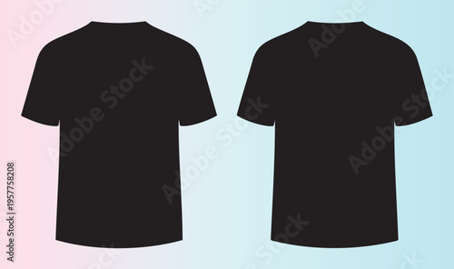 Plain black tshirt front and back flat design template