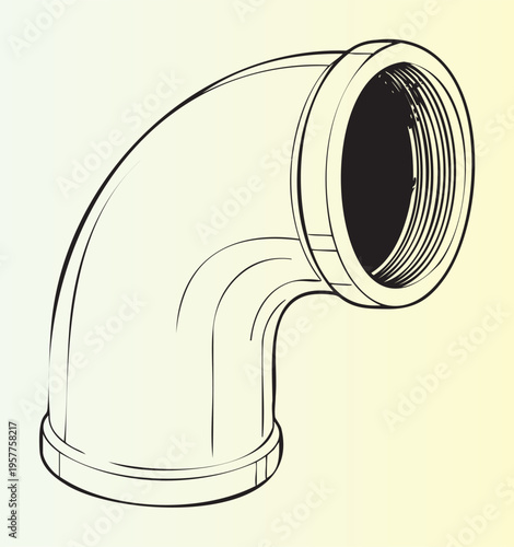 Plastic pipe elbow fitting with threaded end isolated illustration