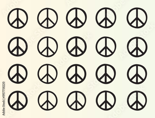 Repeating peace symbol pattern design isolated on transparent background