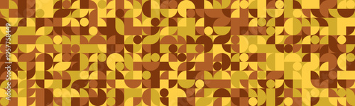 Abstract geometric pattern in warm gold and brown tones.  A seamless, midcentury modern design ideal for website backgrounds, textile prints, or packaging.