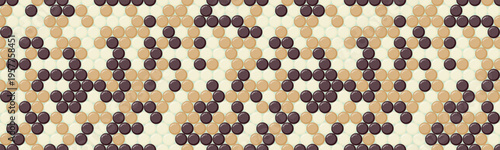 Abstract seamless pattern with interconnected beige and brown circles.  Perfect for textile design, website backgrounds, or modern branding.