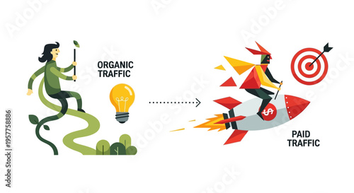 Comparing digital marketing strategies cultivating organic traffic versus accelerating with paid advertising